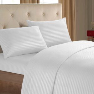 Sateen Stripe Bed Sheets | Egyptian Cotton Single & King Size Fancy Bed sheet Set With Pillow Cases