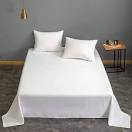 BedSheet Stripe 100% Cotton Double Bed Sheet Set - Super King Size (1 Sheet and 2 Pillow Covers) (White)