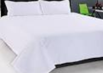 BedSheet Stripe 100% Cotton Double Bed Sheet Set – Super King Size (1 Sheet and 2 Pillow Covers) (White)