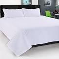 BedSheet Stripe 100% Cotton Double Bed Sheet Set - Super King Size (1 Sheet and 2 Pillow Covers) (White)